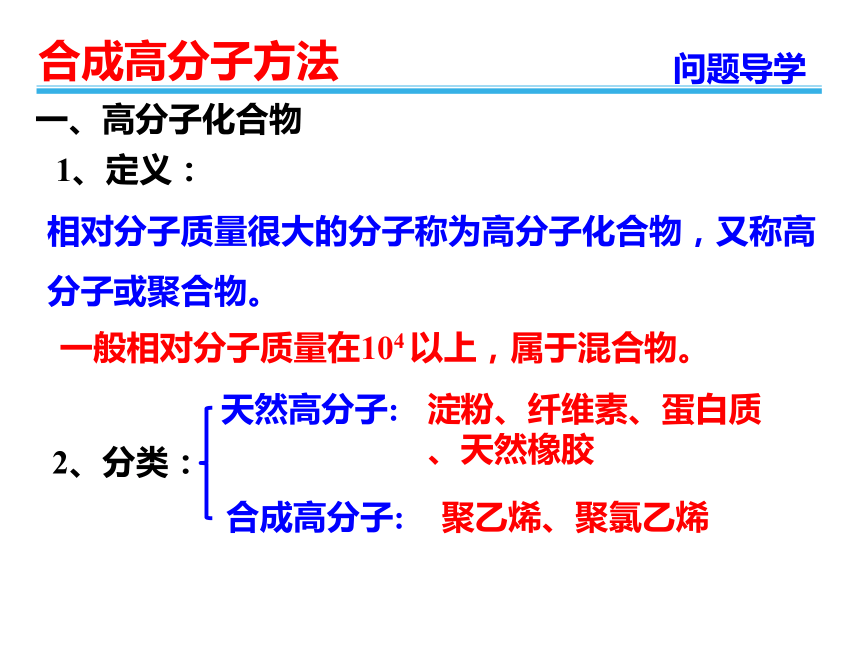 人教版高中选修5化学5.1：合成高分子化合物的基本方法(26张PPT)