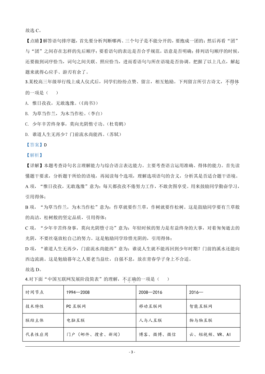 2020年高考真题——语文（江苏卷） Word版含解析