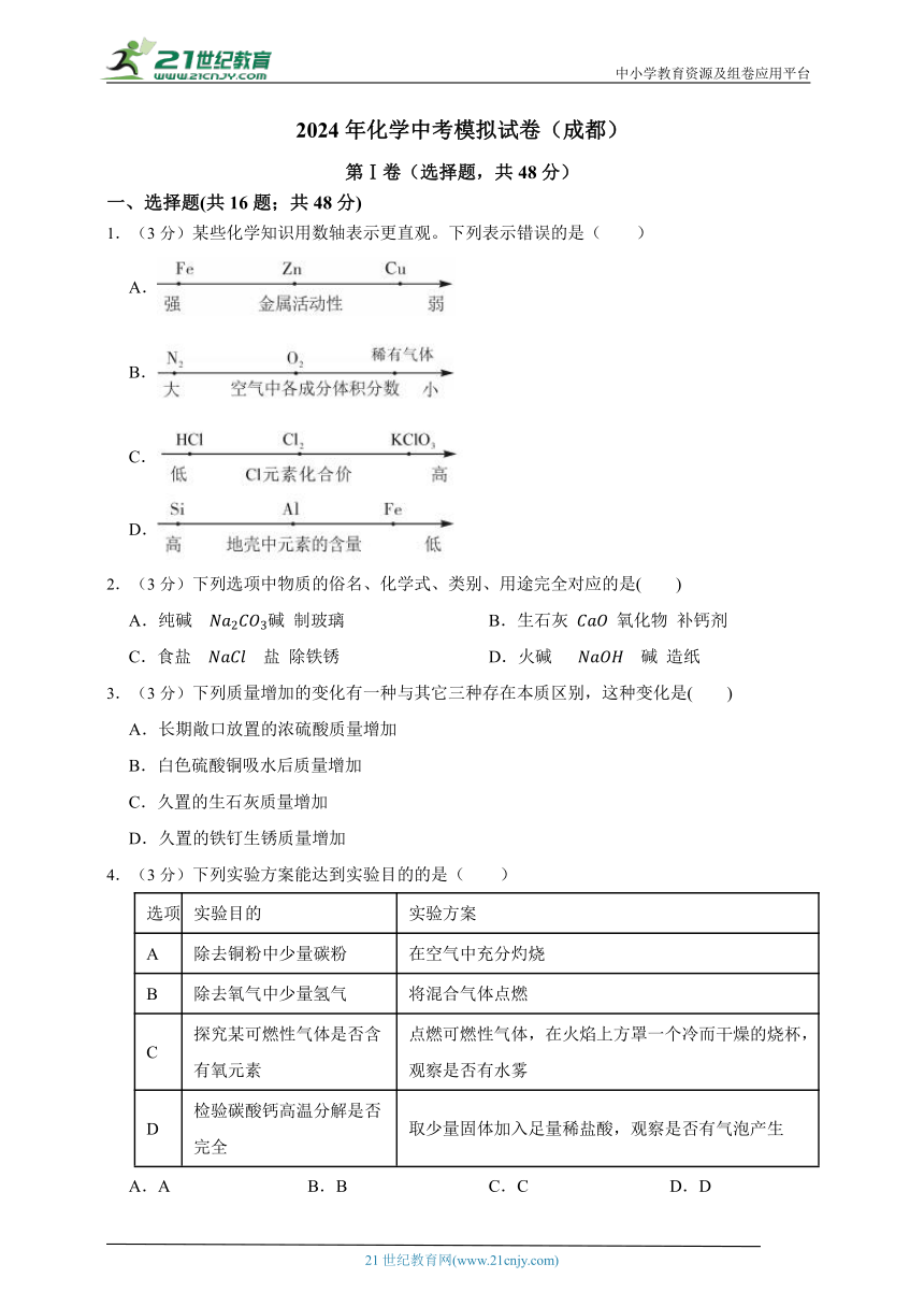 2024年化学中考模拟试卷（成都）3