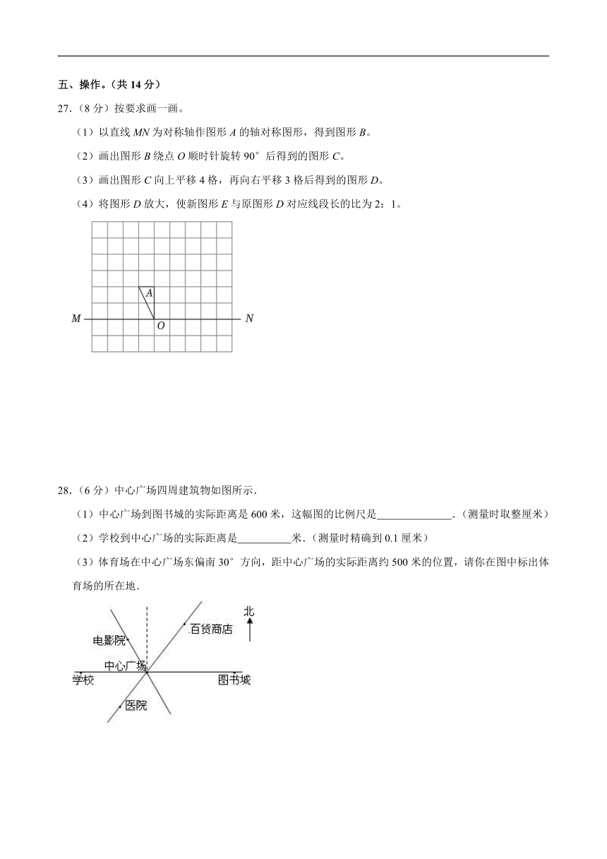 2023-2024学年河北省邯郸市临漳县六年级（下）期中数学试卷（含解析）