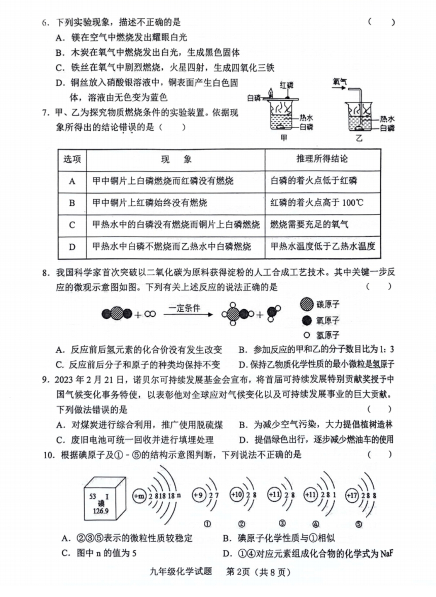 2024年山东省临沂市临沭县中考一模化学试题（PDF含答案）