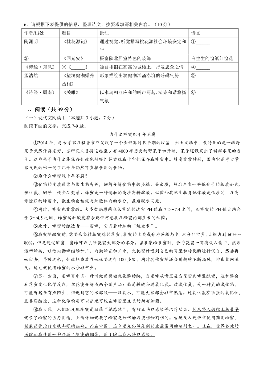 广西壮族自治区北海市合浦县2023-2024学年八年级下学期期中语文试题（含解析）
