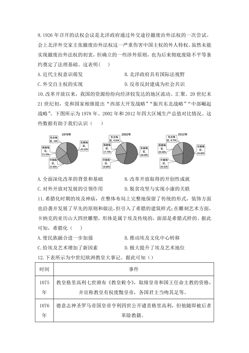 2024届甘肃省高三高考冲刺模拟考试历史试卷（含解析）