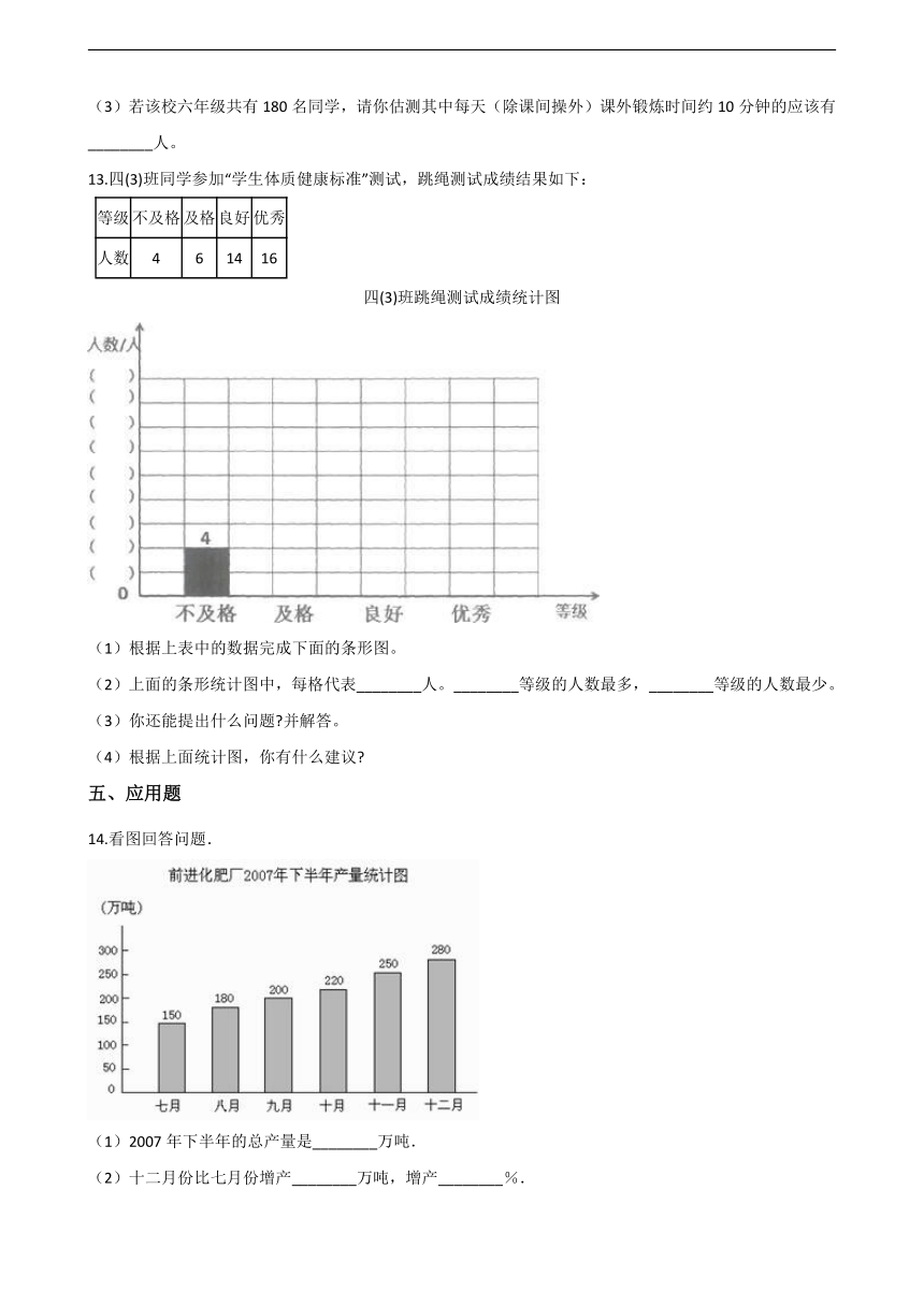 北京版四年级上册 8.条形统计图 同步练习（含答案）
