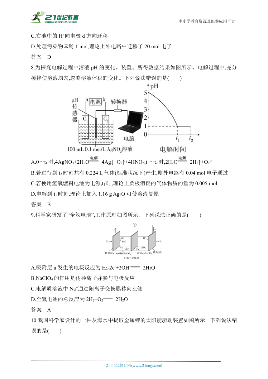 2025江苏版新教材化学高考第一轮基础练习--专题十　化学反应与电能　拓展训练（含解析）