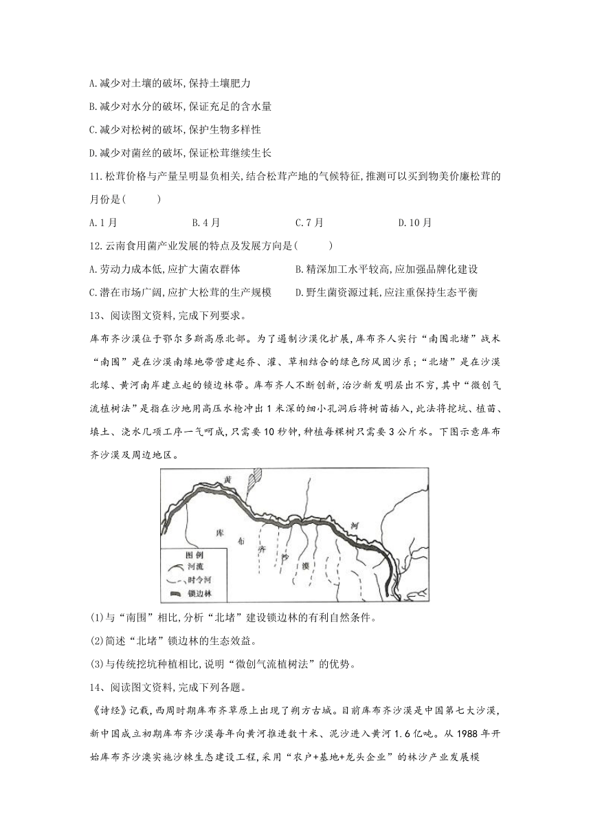 山东省各地市2020年新高考地理模拟专题汇编 生态环境建设与可持续发展