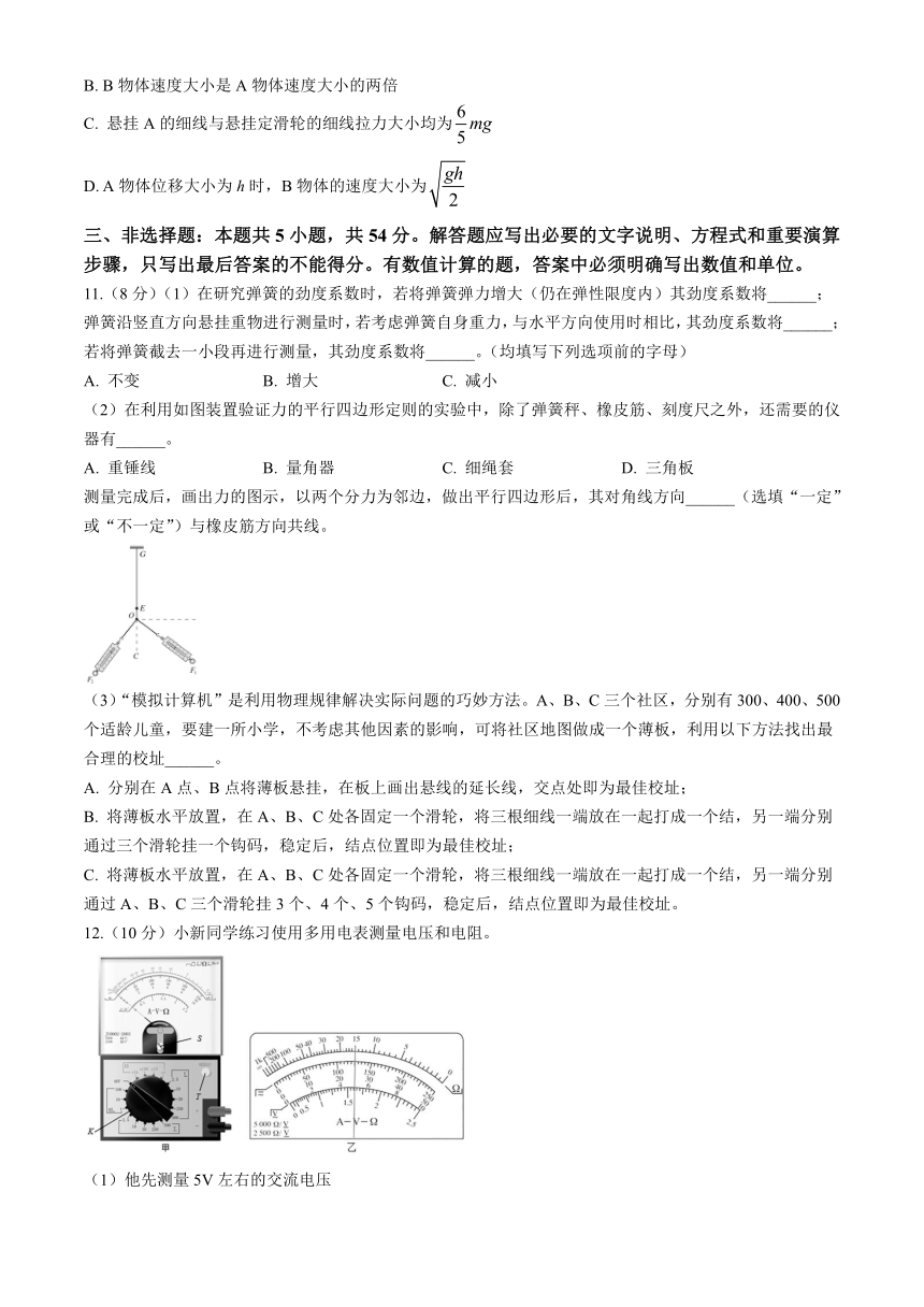 2024届河北省新时代NT高三下学期模拟押题物理试卷(二)（含解析）