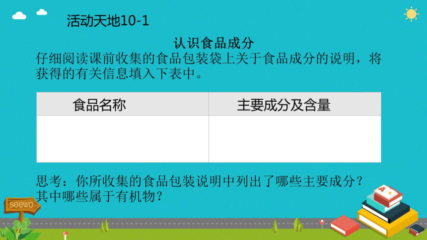 鲁教版九年级下册化学  10.1食物中的有机物 课件（29张PPT）