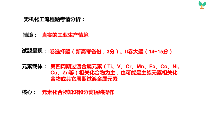 2024届高中化学三轮冲刺专题四：化学工艺流程题考向预测（共47张ppt）