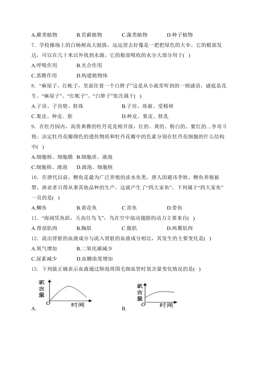 黑龙江省绥化市2024年中考二模生物试卷(含解析)