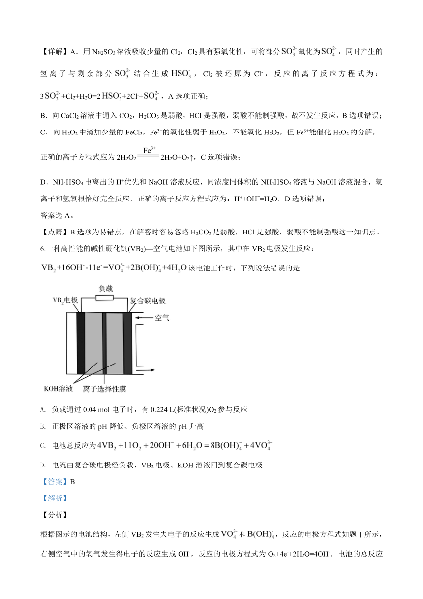 2020年普通高等学校招生全国统一考试全国卷Ⅲ理科综合化学能力测试试题（解析版）