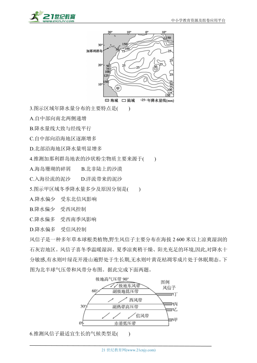 2025江苏版新教材地理高考第一轮基础练习--专题3.2  气压带、风带与气候测试卷（含答案）