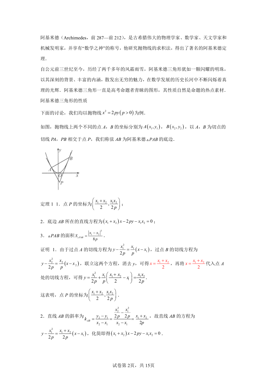 模块7直线与圆锥曲线的位置关系专题1千年古图巧用定理 学案（含解析） 2024年高考数学三轮冲刺