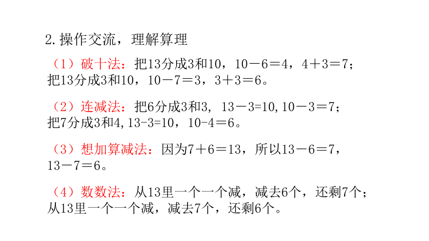 人教版数学一年级下册2.3 十几减7、6 课件（共17张PPT）