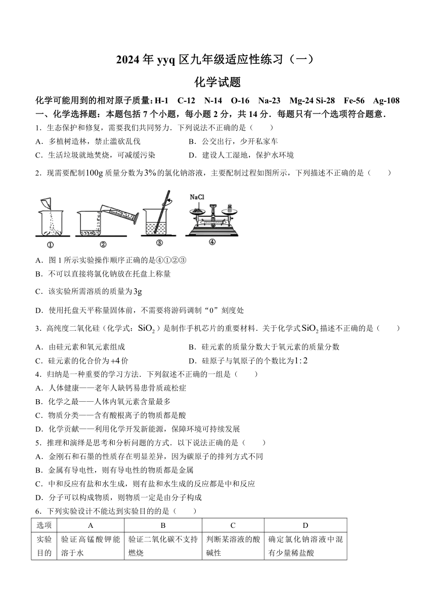 2024年贵州省云岩区中考一模考试化学试题(无答案)