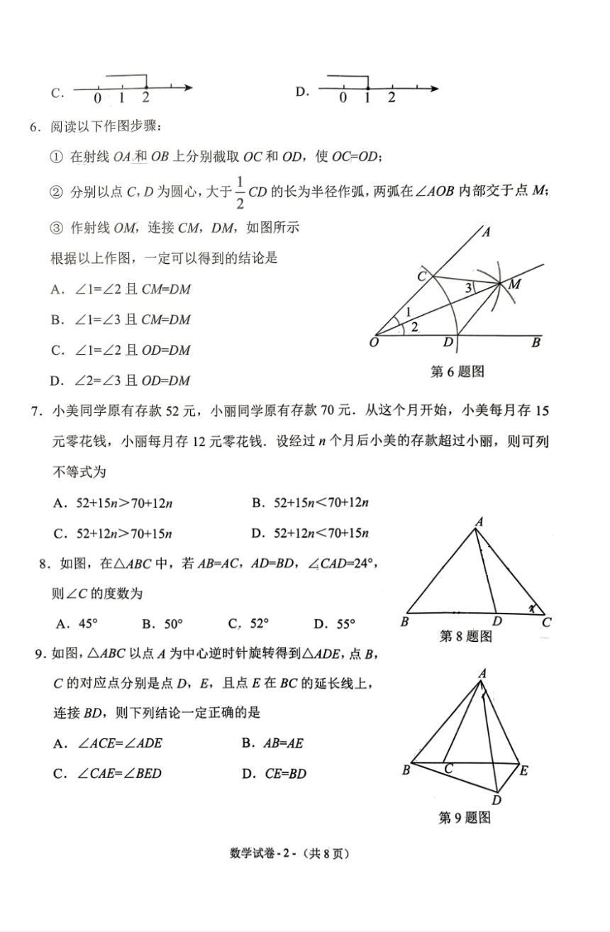 辽宁省沈阳市铁西区2023-2024学年八年级下学期期中考试数学试题(图片版无答案)