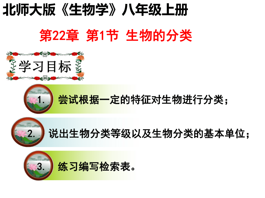 北师大版八年级下册生物 22.1生物的分类 课件 (共28张PPT)