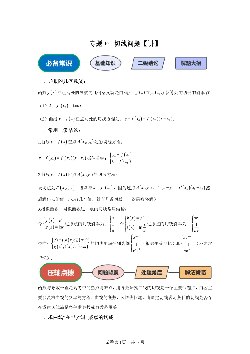 专题10切线问题 讲 2024年高考数学三轮冲刺（含解析）