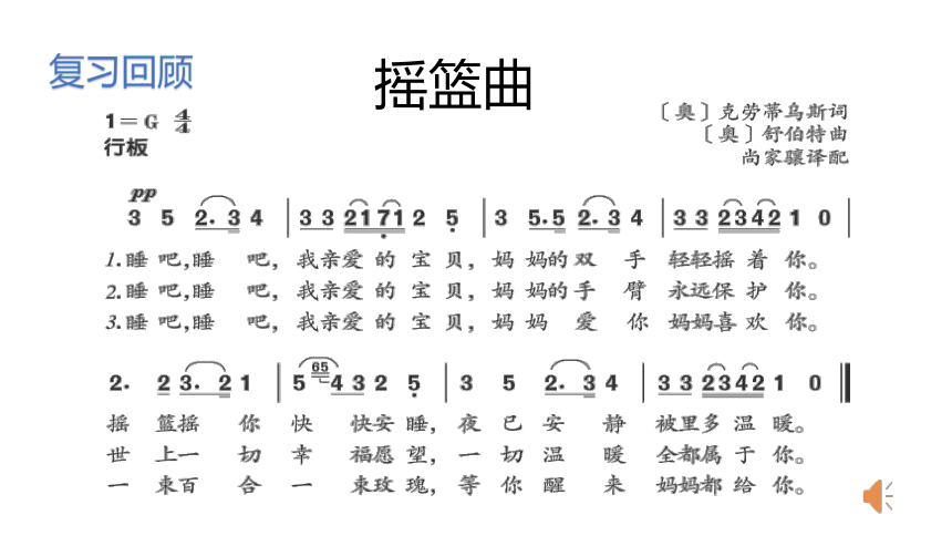 人音版四年级下册第6课 摇篮曲 课件（13张PPT  内嵌音频）