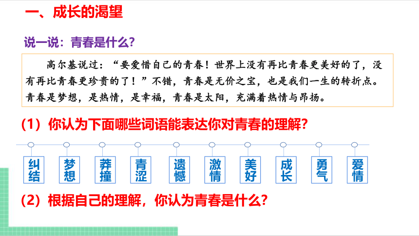 （核心素养目标）3.1 青春飞扬 课件（共21张PPT） 统编版道德与法治七年级下册