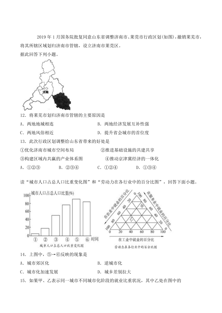 人教版高中地理必修2第二章《城市与城市化》检测题（含答案）