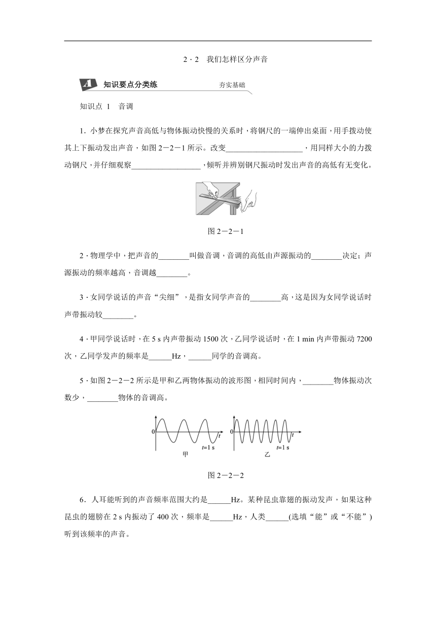 2.2  我们怎样区分声音 同步练习（含答案）