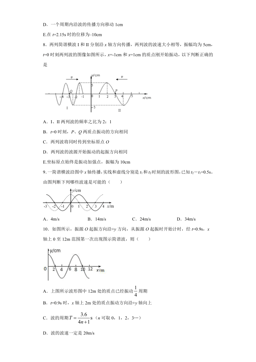 惠阳区第三中学2019-2020学年高中物理粤教版选修3-4：2.2机械波的图像描述 课时练（含解析）