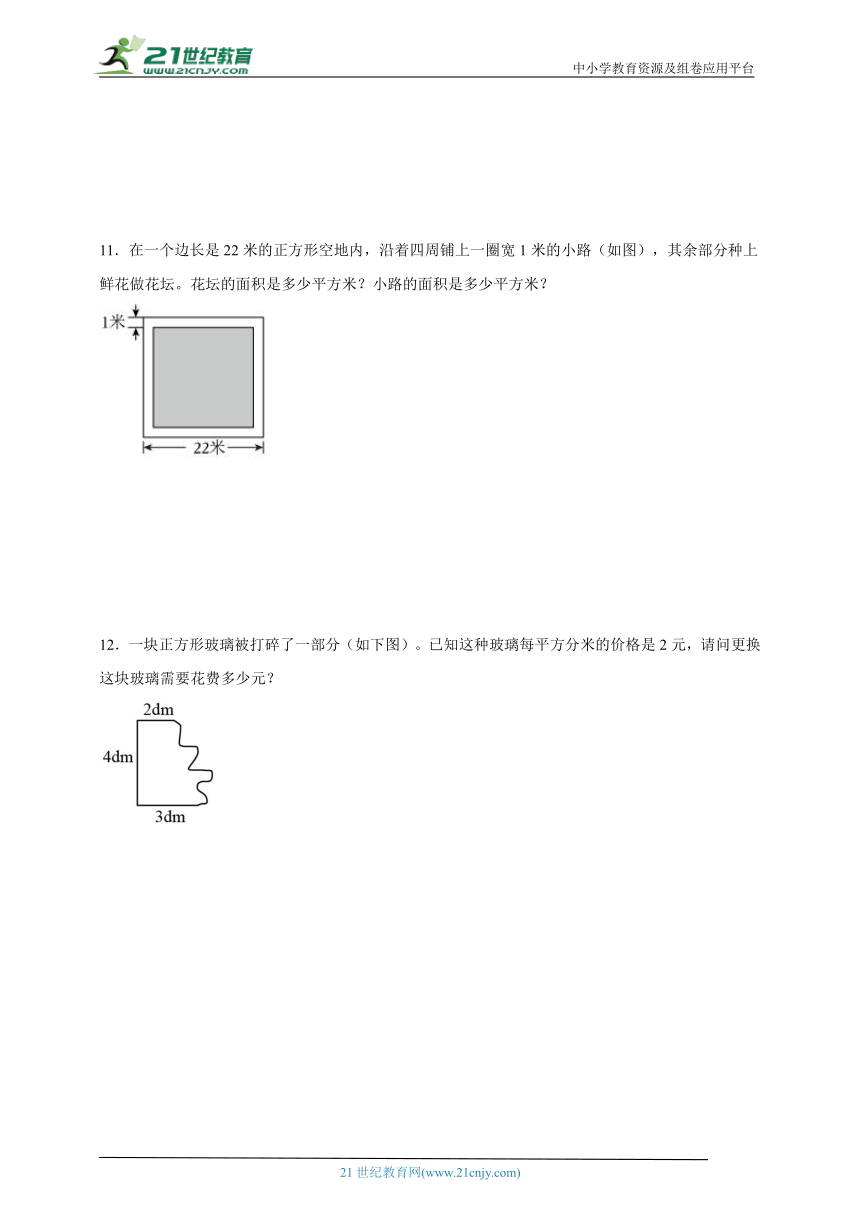 第5单元面积典例分析与精选好题（讲义）数学三年级下册北师大版（含解析）