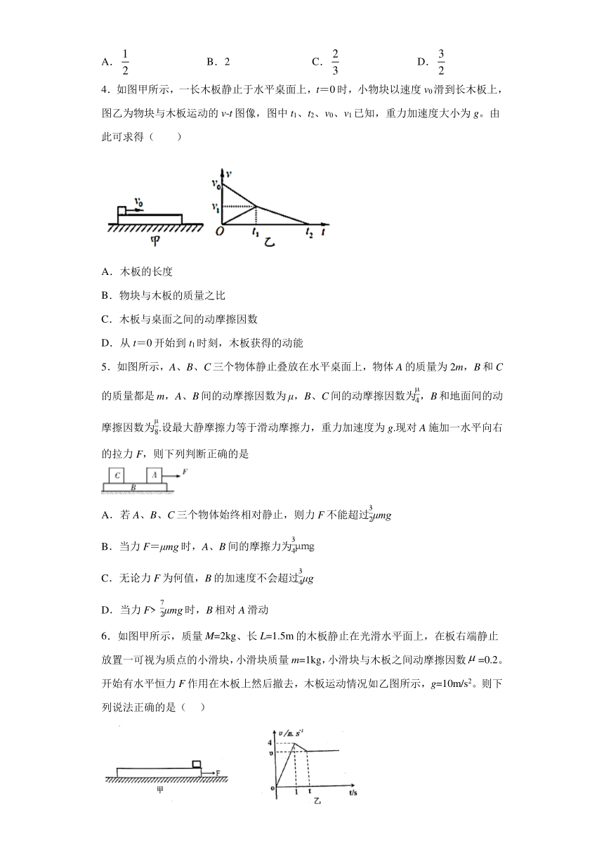 高中物理人教新课标版必修1： 牛顿运动定律应用之板块模型 补充练习（含解析）