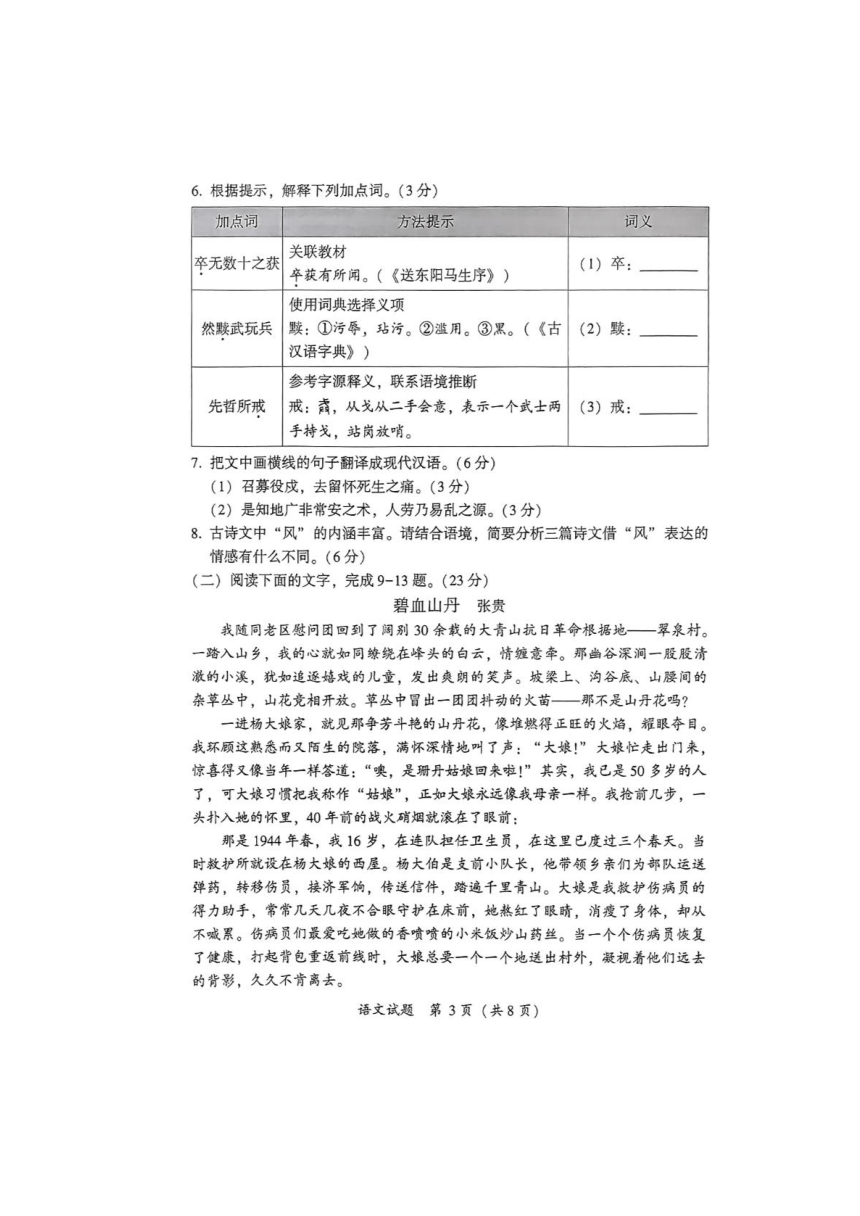 2024年福建省漳州市中考二模语文试题（PDF版含答案）