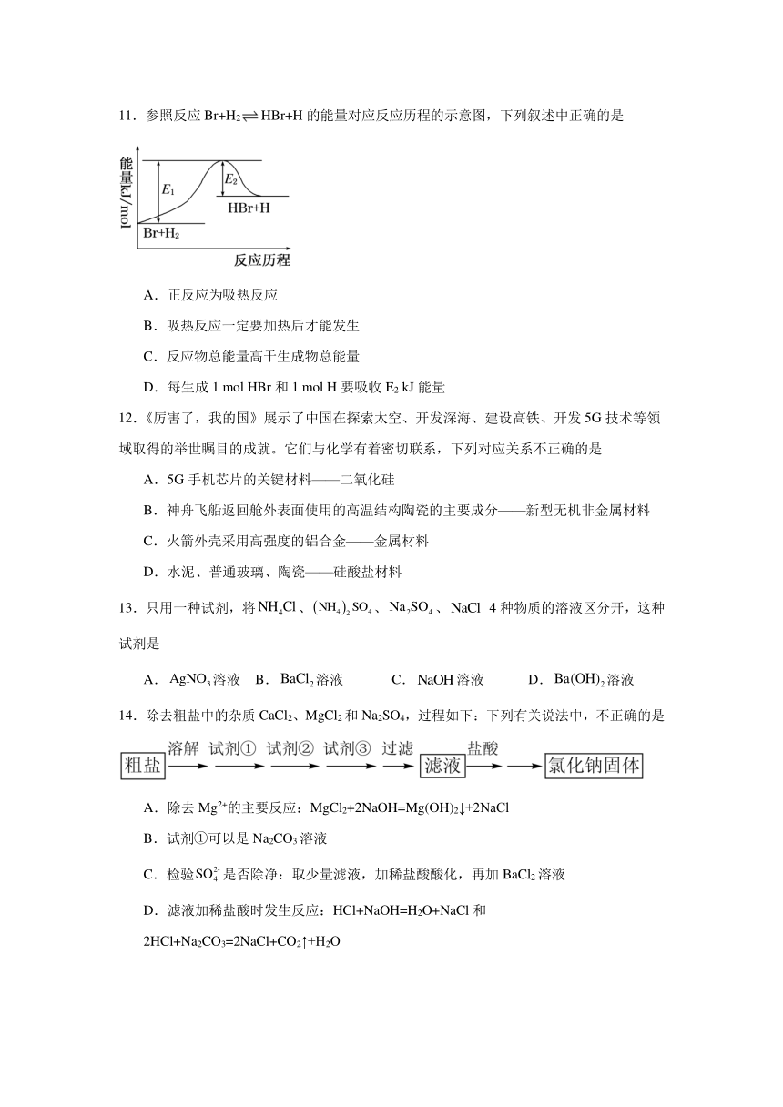 海南省文昌市田家炳中学2023-2024学年高一下学期期中考试化学试题（含解析）