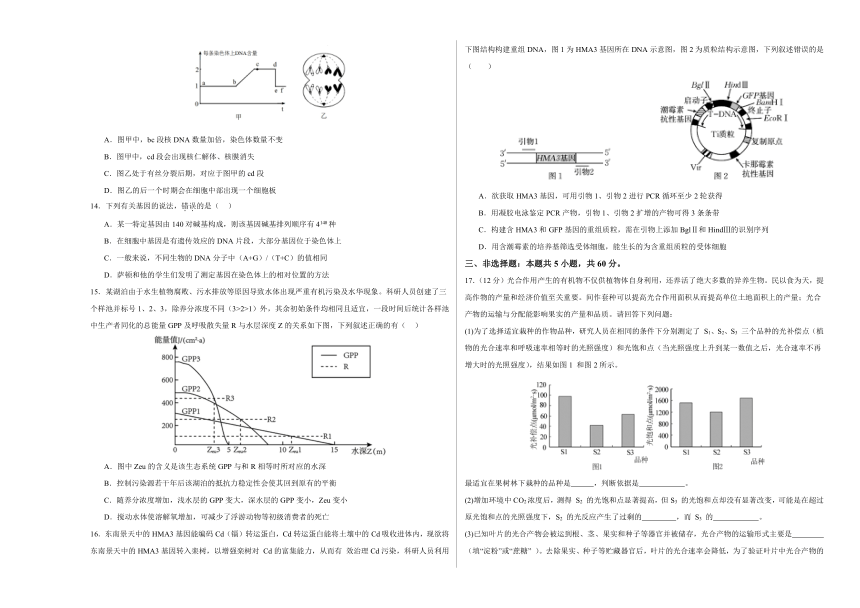 江西省上饶艺术学校2023-2024学年高三下学期生物5月测试卷（含解析）