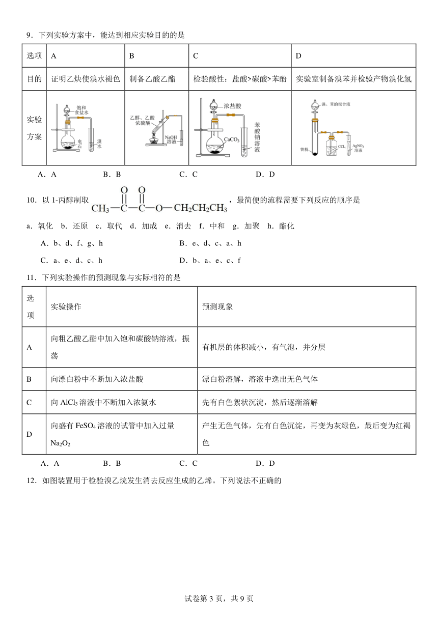 第三章《烃的衍生物》单元测试2023-2024学年下学期高二化学人教版（2019）选择性必修3（含解析）