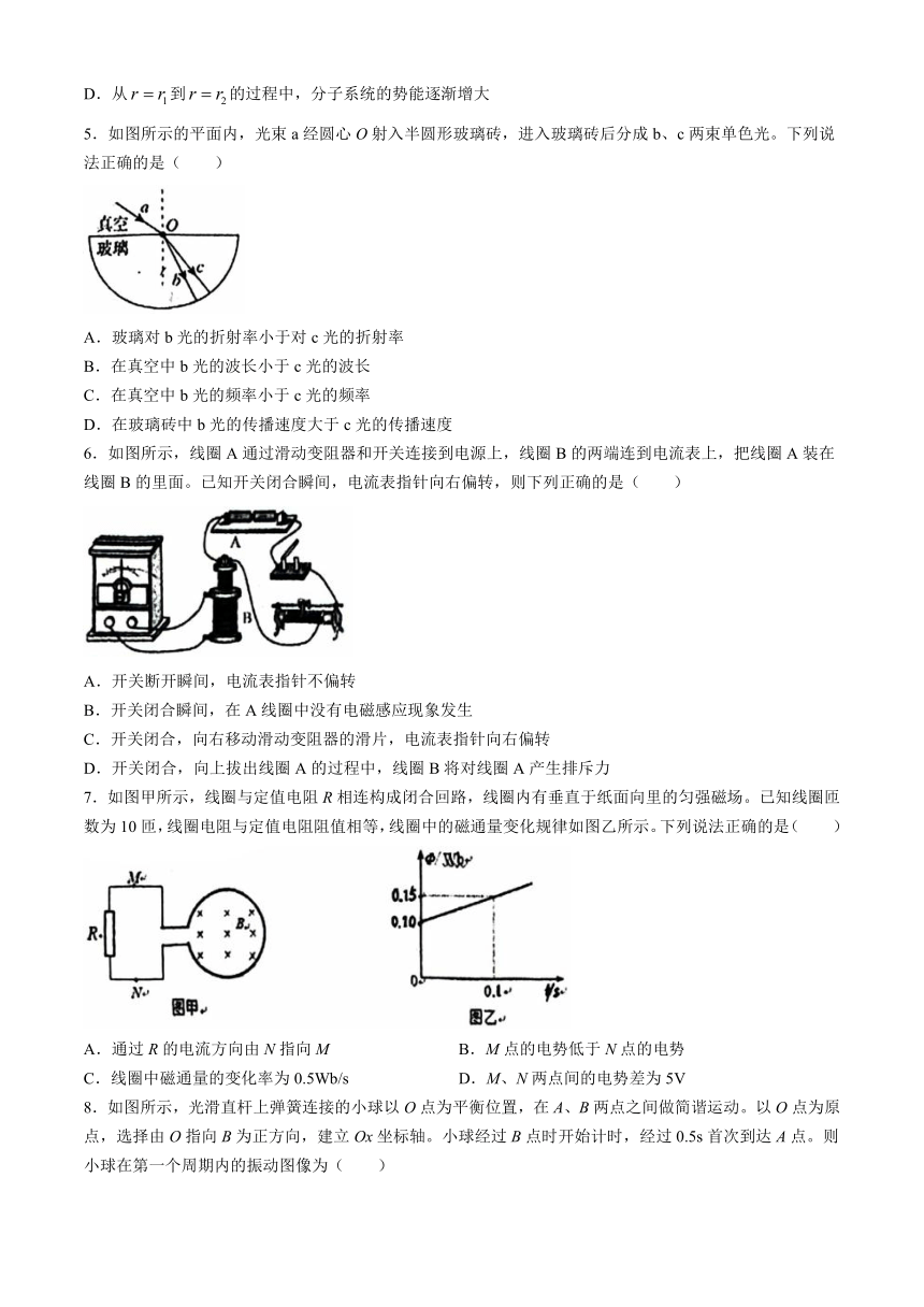 北京市顺义区杨镇第一中学2023-2024学年高二下学期期中考试物理试卷（含答案）