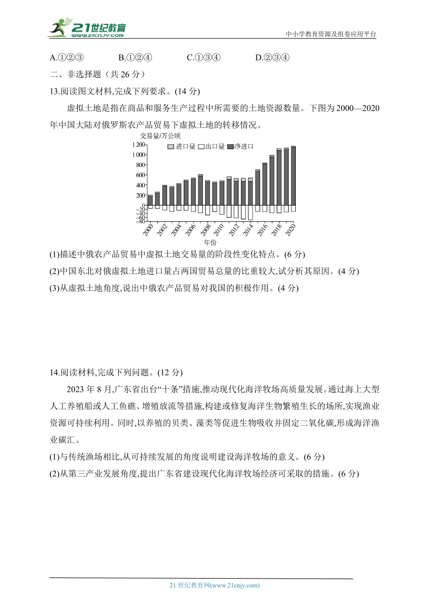 2025江苏版新教材地理高考第一轮基础练习--专题十六  资源与国家安全测试卷（含答案）