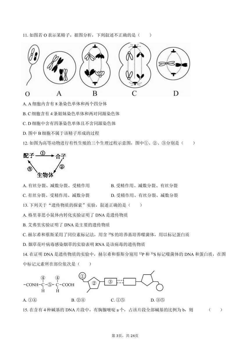 2023-2024学年天津四十三中高一（下）期中生物试卷（文字版含解析）