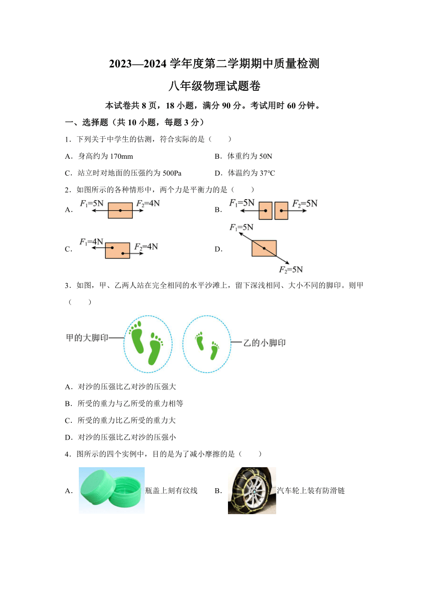 广州市外国语学校2023-2024学年下学期期中质量检测八年级物理试题卷（解析版）