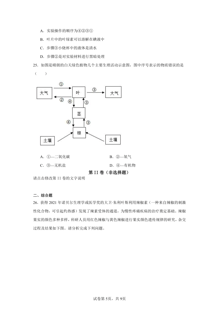 初中生物学2024生物河北中考模拟样卷 (1)（含解析）