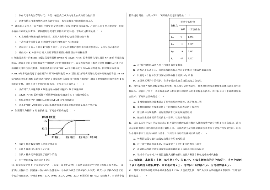 江西省上饶艺术学校2023-2024学年高三下学期生物5月测试卷（含解析）