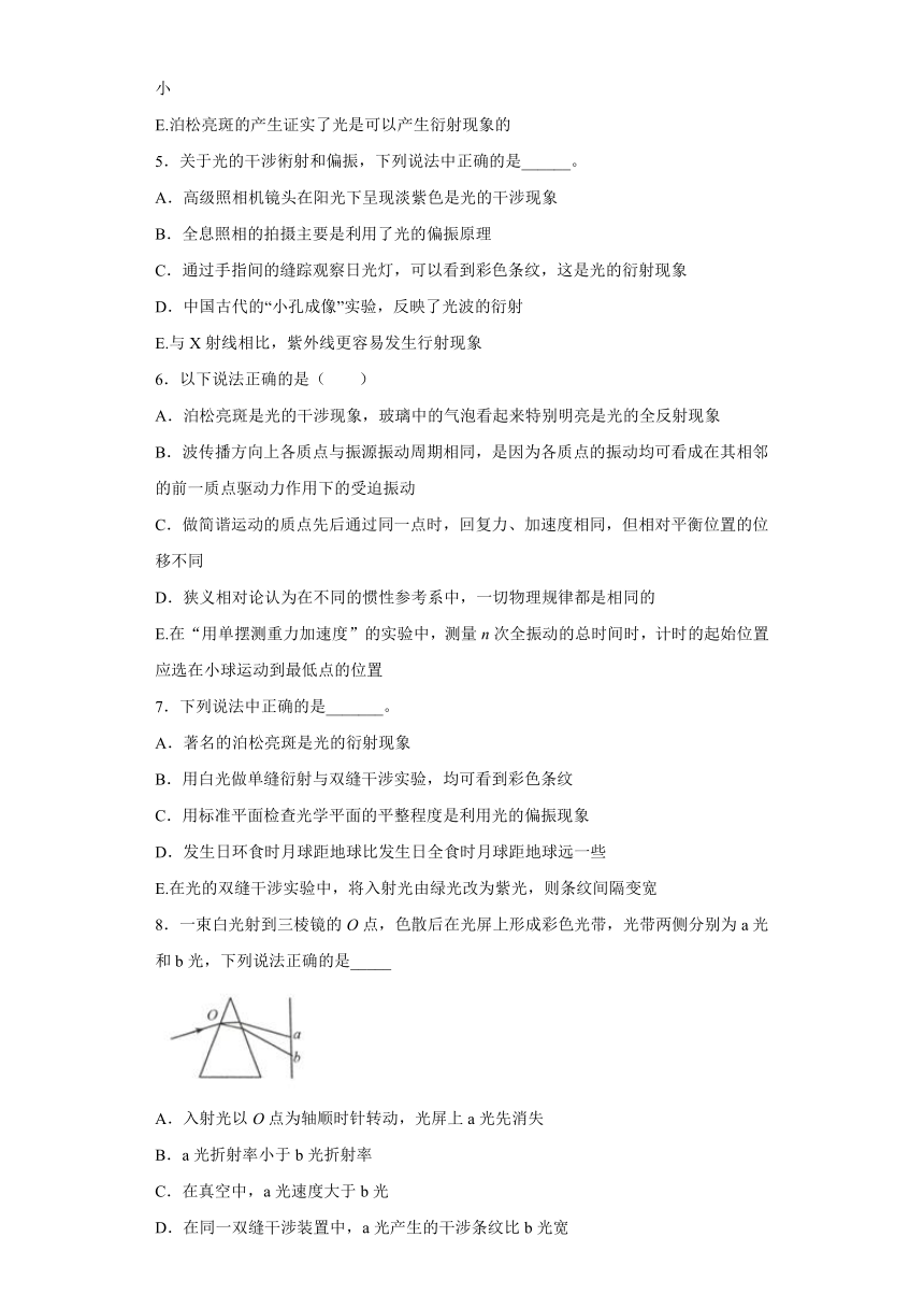 济南历城四中2019-2020学年高中物理鲁科版选修3-4：5.2光的衍射 达标作业（含解析）