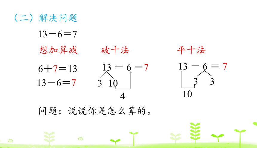 人教版数学一下2.3 十几减7、6 课件（19张ppt）