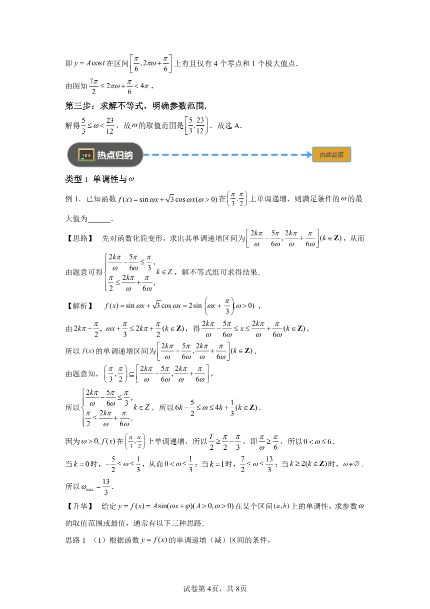 模块3 三角函数专题1参数范围数形结合  学案（含解析） 2024年高考数学三轮冲刺