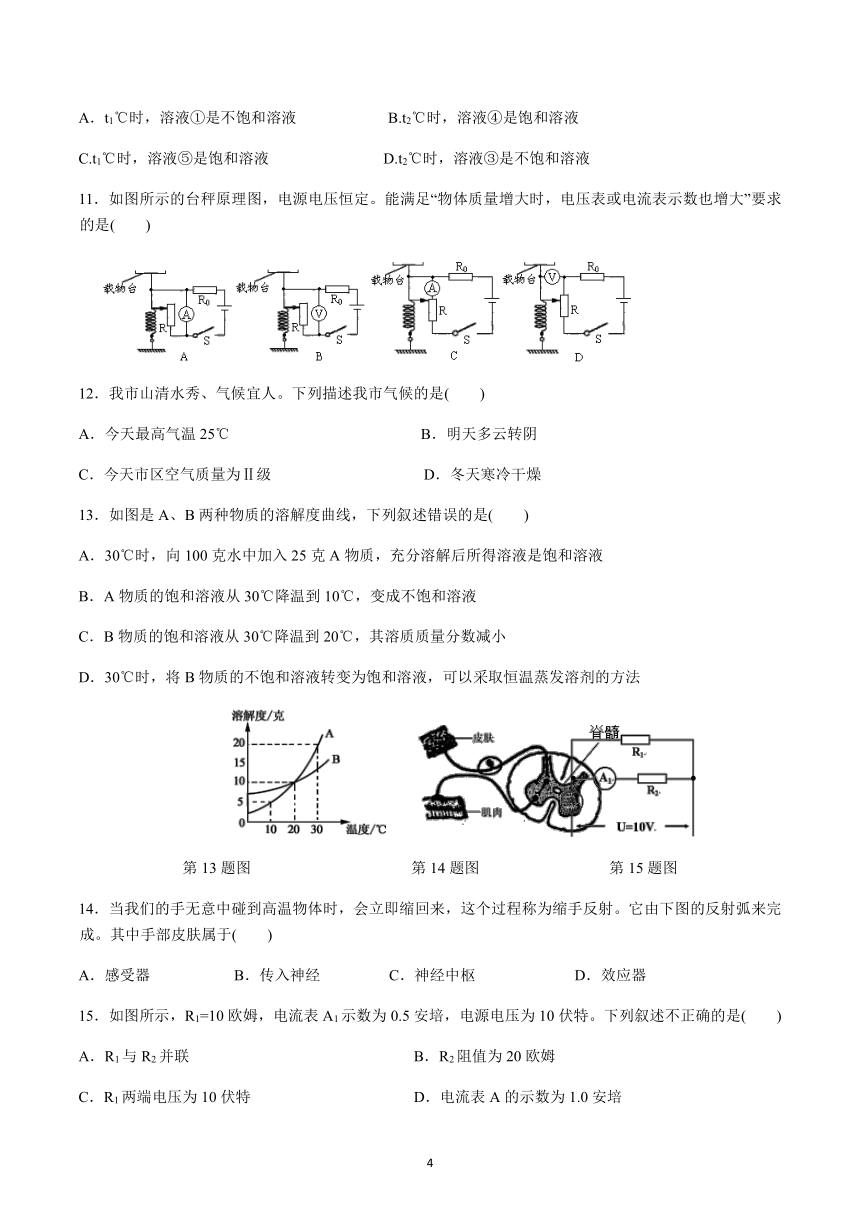 2020浙教版科学暑期培优第16讲：八年级上册科学综合检测