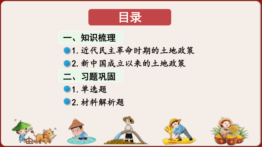 中考专区 二轮专题复习课件：中国近现代的土地政策 复习课件(共16张PPT)