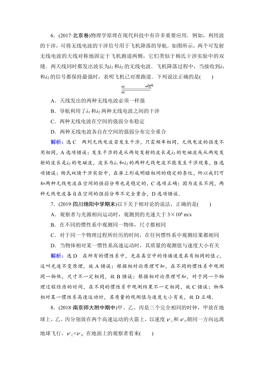 高中物理人教版选修3-4课后练习质量检测卷 第14章　电磁波　第15章　相对论简介word含解析