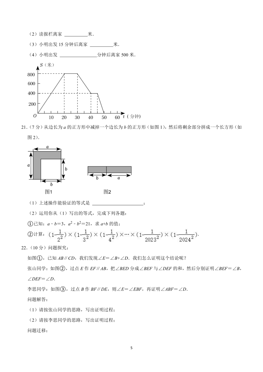 广东省深圳市福田区实验教育集团侨香学校2023-2024学年七年级下学期期中考试数学试卷（含解析）