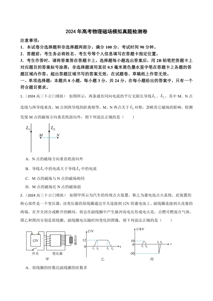 2024年高考物理磁场模拟真题检测卷（含解析）