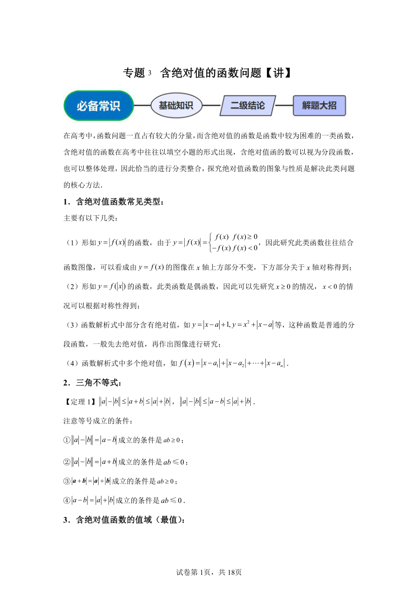 专题3含绝对值的函数问题  学案（含解析）  2024年高考数学三轮冲刺