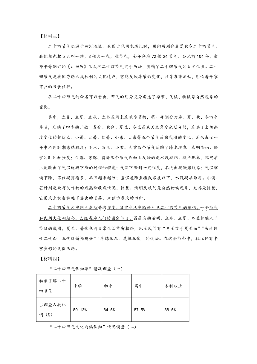 2024中考材料阅读热门主题12：二十四节气（含答案）