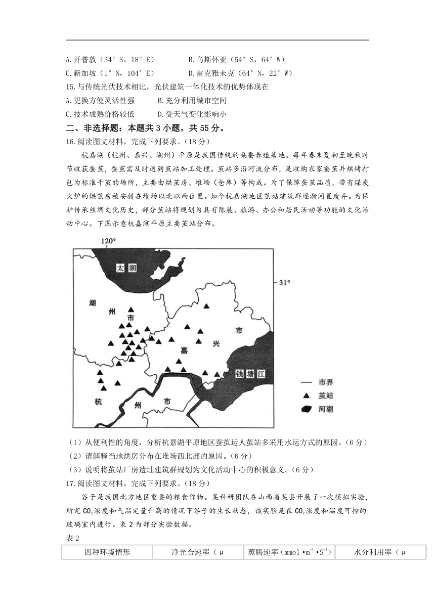 湖北省高中名校联盟2024届高三下学期5月第四次联合测评（三模）地理试题 （含答案）